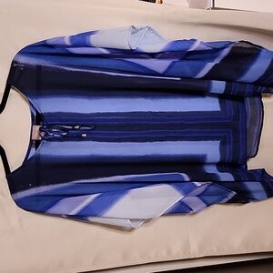 Watercolor Squares Mayan Tie-Front Poncho Lg/XL